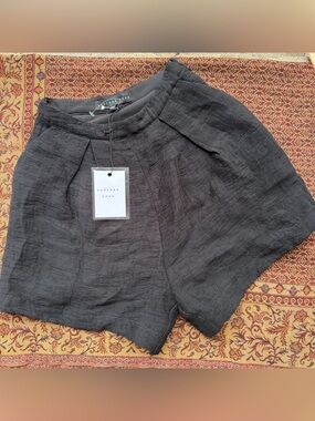 NWT Endless Rose Anthropology Black Crinkled High-Waist Shorts XS